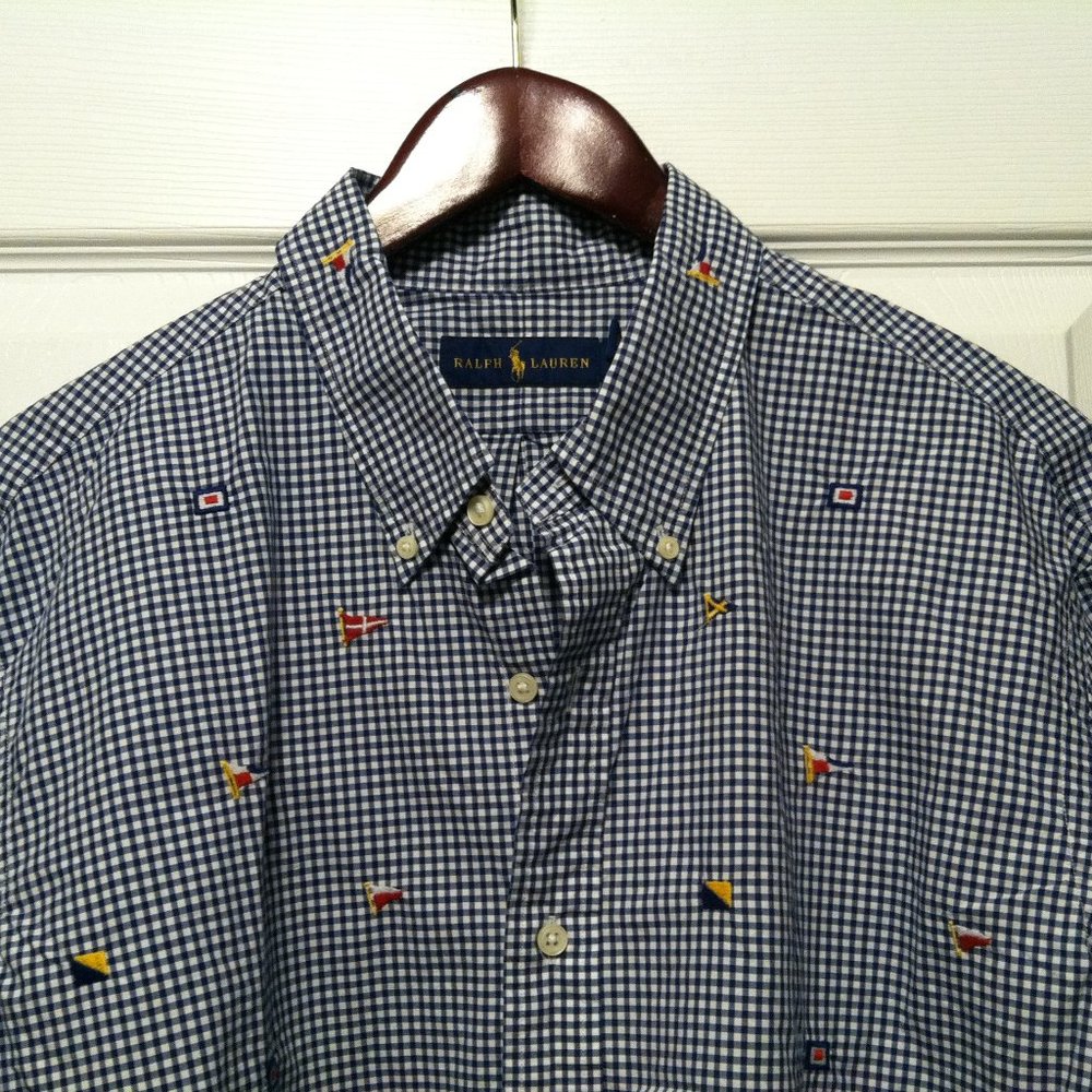 POLO RALPH LAUREN MENS NEW BLUE 100%COTTON LONG SLEEVE CASUAL SHIRT SIZE: XL